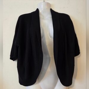Lauren Ralph Lauren Black Shawl Collar Cotton Cardigan